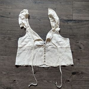 Off white ruffled tank top